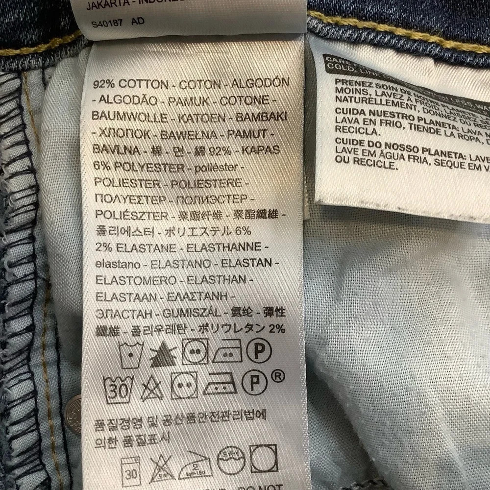 LEVI'S 721 High Rise Distressed Skinny Jeans Raw Hem Blue Size 28 - Picture 11 of 14